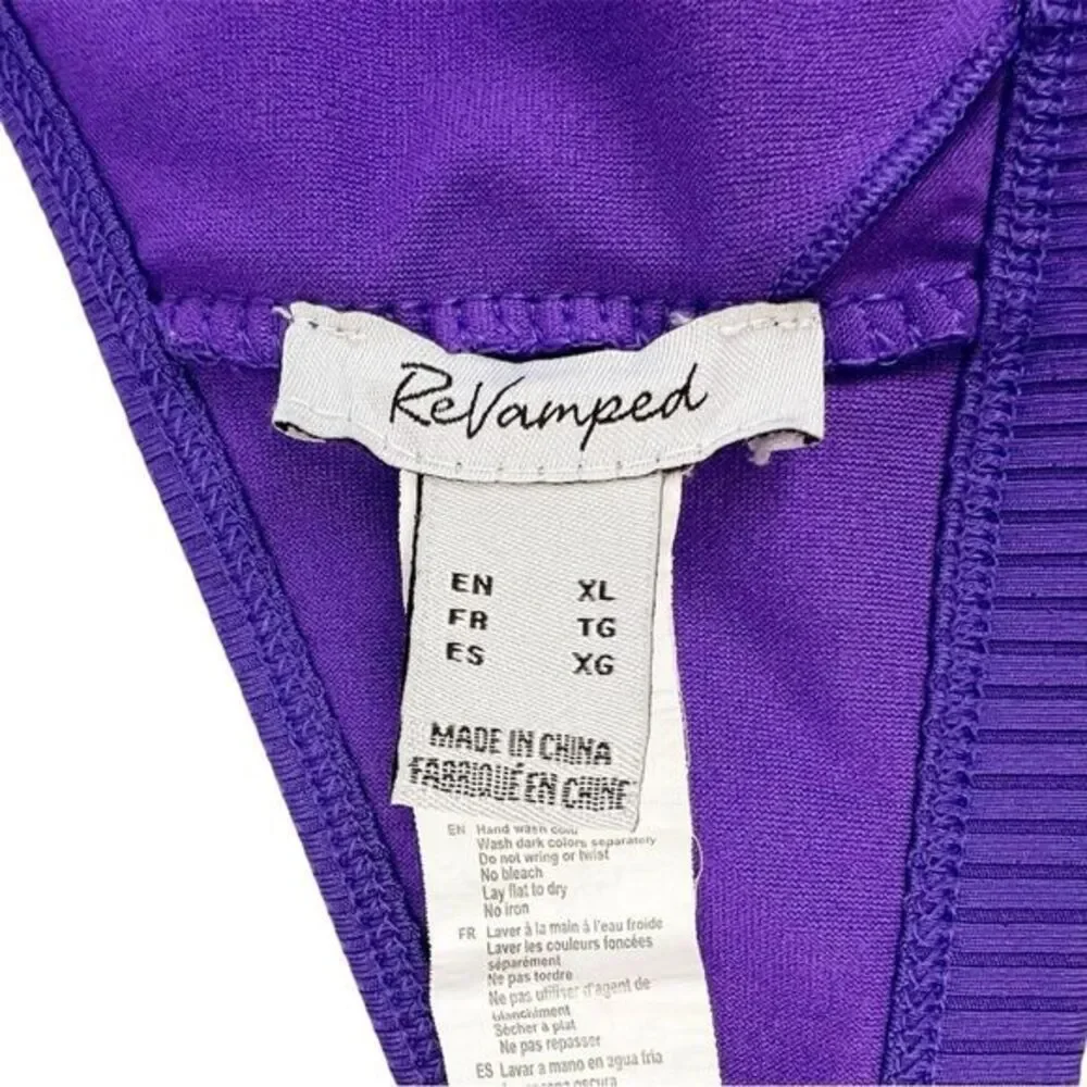 Revamped Dark‎ Purple Ribbed Bikini Top Size XL